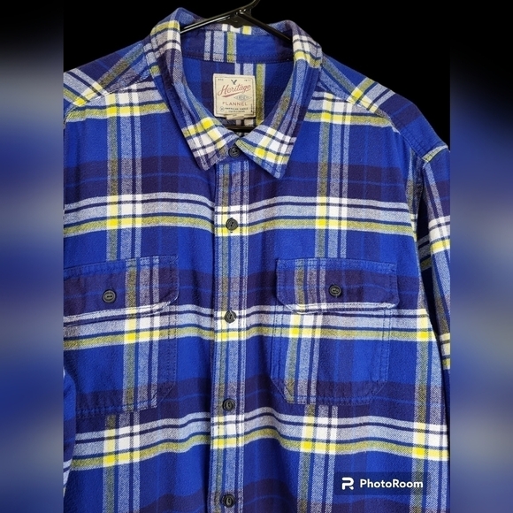 Heritage American Eagle XXL_TTG Shacket Flannel Shirt blue/white/yellow - Picture 6 of 16